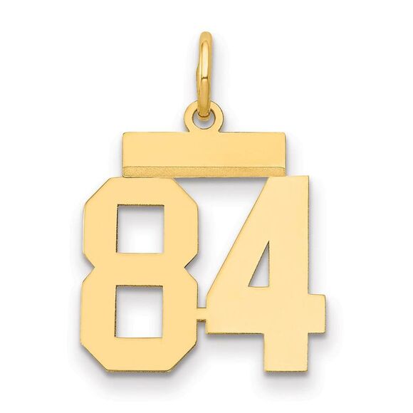 14k Yellow Gold, Athletic Collection, Small Polished Number 84 Pendant